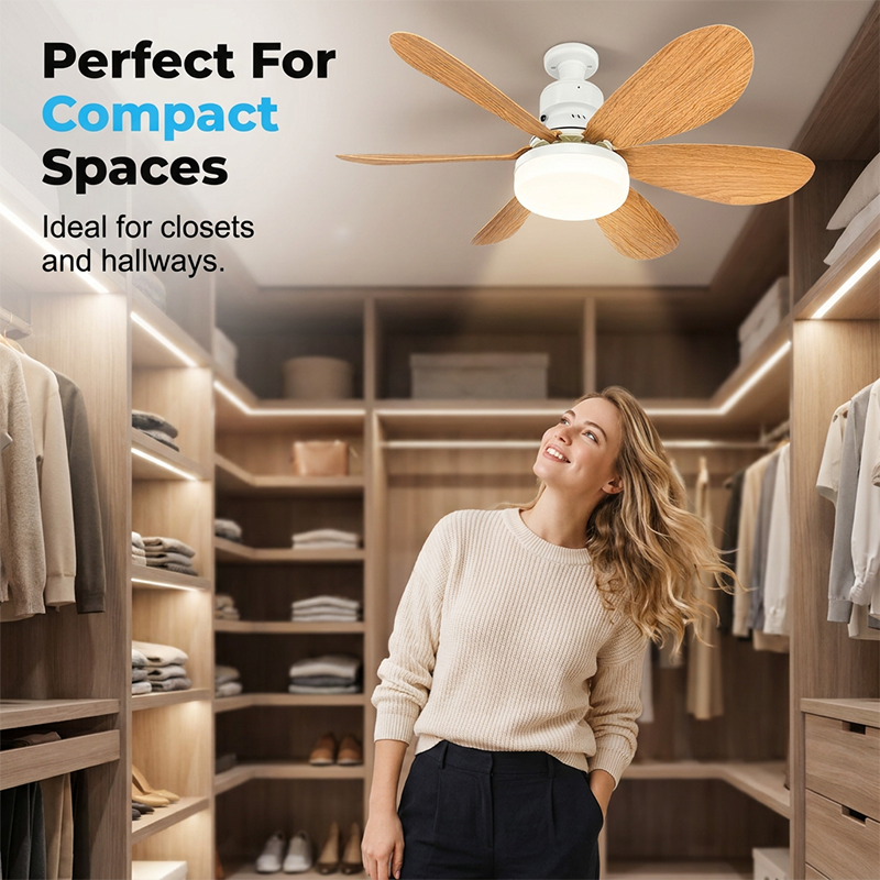 6-Blade Wooden Style Ceiling Fan Light