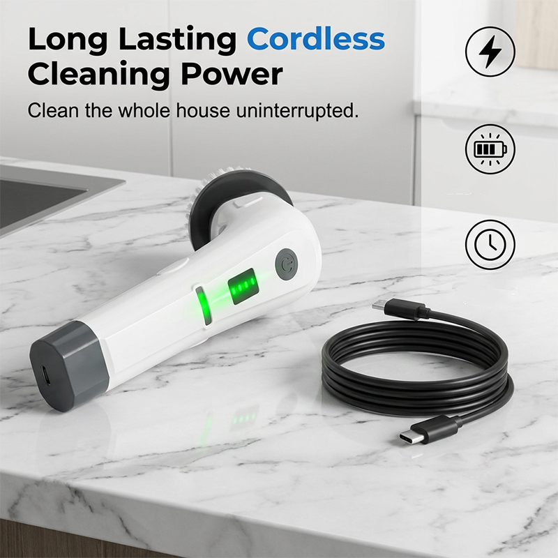 🧹 50% OFF! Electric Cleaning Brush – rechargeable, 4 interchangeable heads, waterproof – perfect for bathroom, kitchen & car. 💧✨