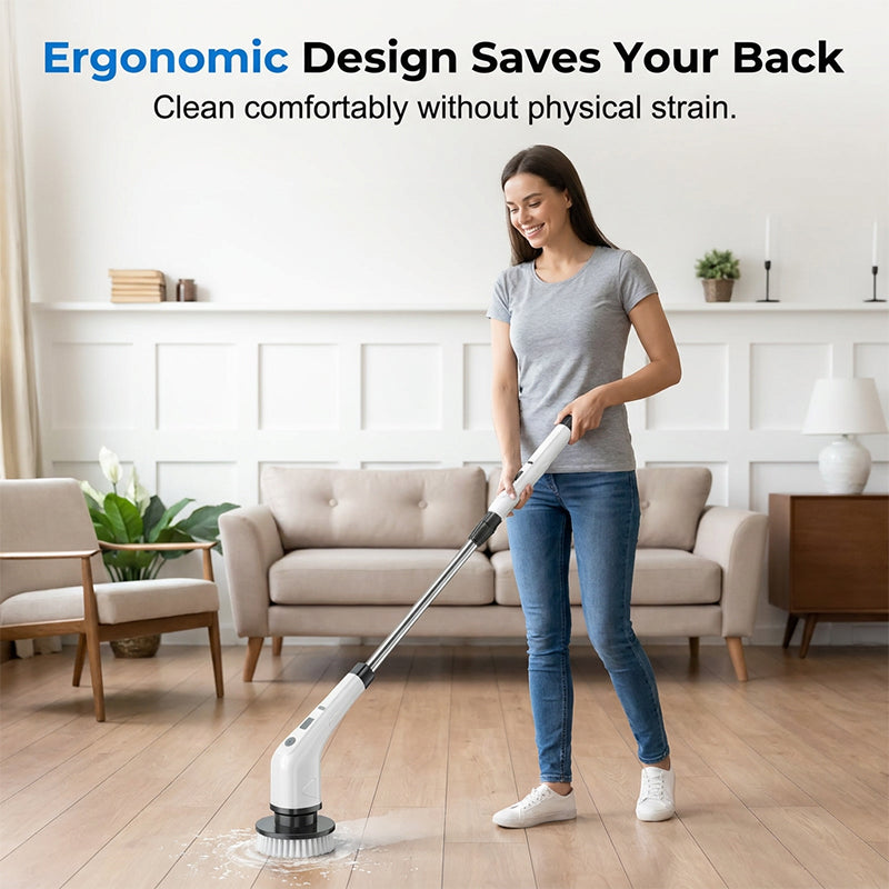 🧹 50% OFF! Electric Cleaning Brush – rechargeable, 4 interchangeable heads, waterproof – perfect for bathroom, kitchen & car. 💧✨