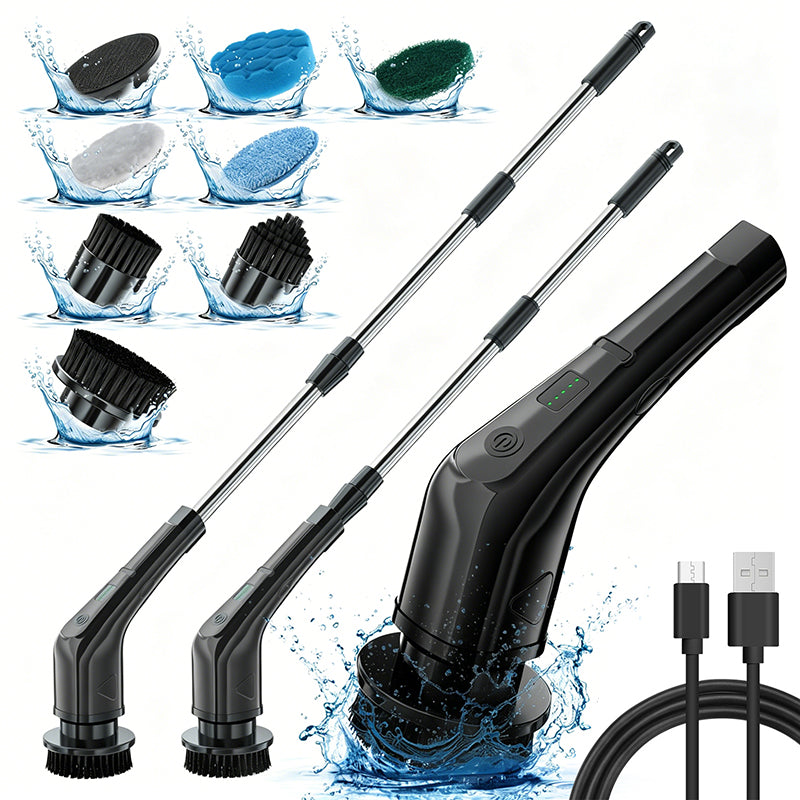 🧹 50% OFF! Electric Cleaning Brush – rechargeable, 4 interchangeable heads, waterproof – perfect for bathroom, kitchen & car. 💧✨