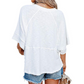 Women's Solid Color Splicing Loose Five Points Flare Sleeve T-Shirt