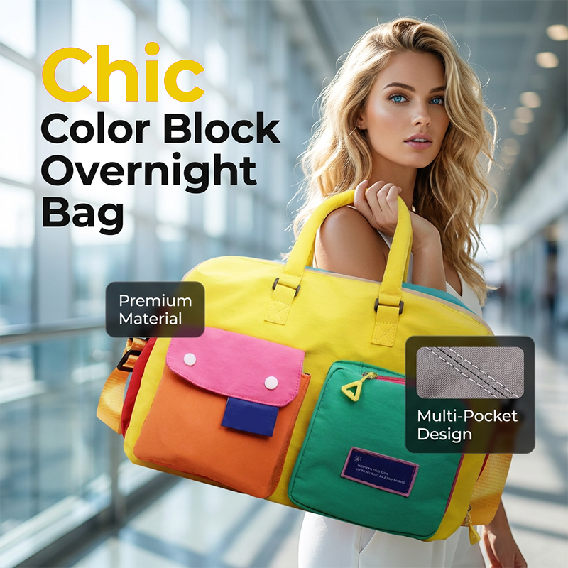 🏆LAST DAY SALE 50% OFF🔥Casual Color Block Overnight Bag