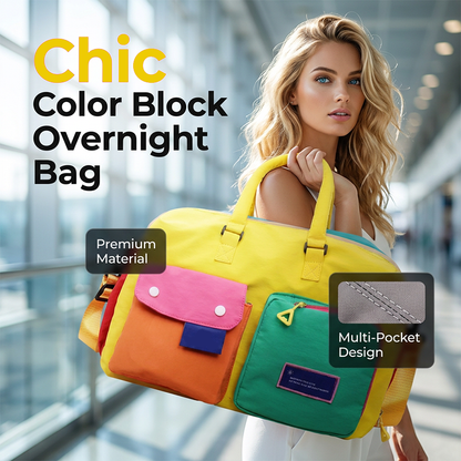 🏆LAST DAY SALE 50% OFF🔥Casual Color Block Overnight Bag