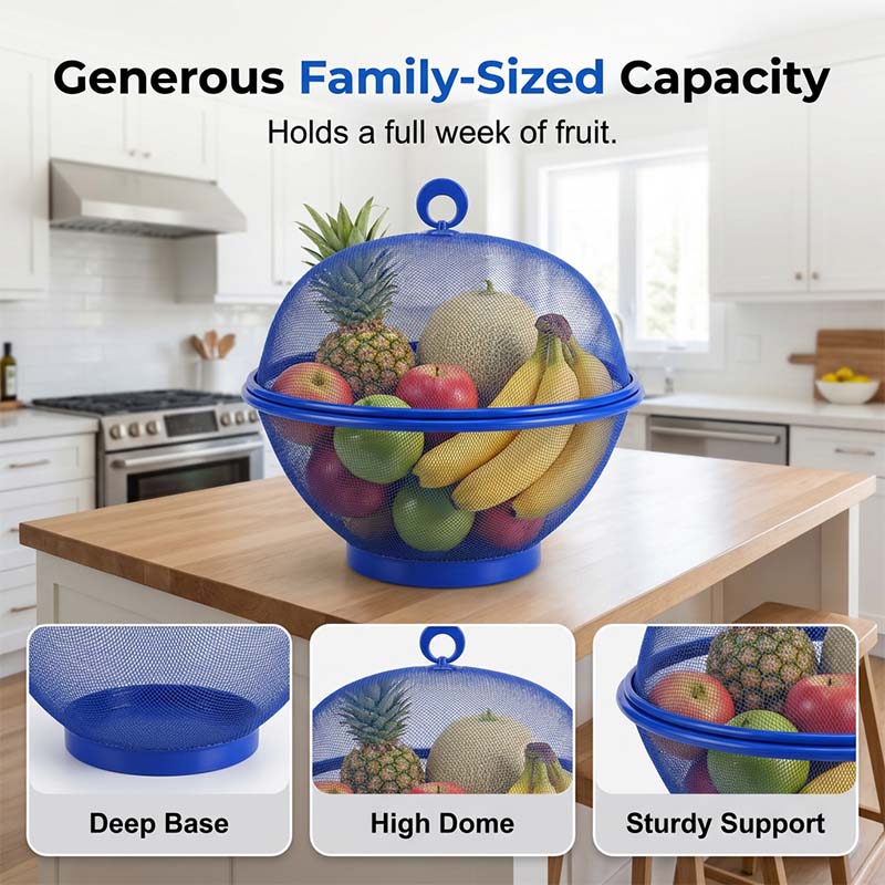 Fruits Bowl Basket Apple Shape Mesh with lid Tabletop Vegetable Holder Keep Unwanted Pets & Insects Out Kitchen Dishwashing Drain Basket