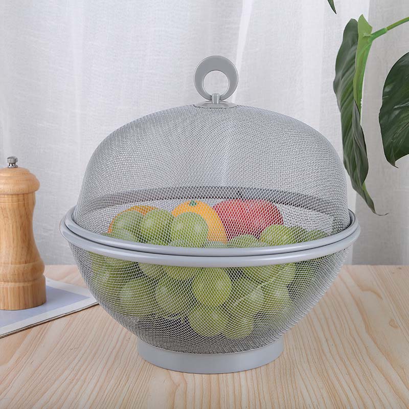 Fruits Bowl Basket Apple Shape Mesh with lid Tabletop Vegetable Holder Keep Unwanted Pets & Insects Out Kitchen Dishwashing Drain Basket