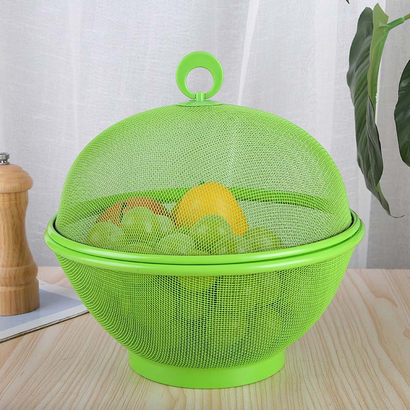 Fruits Bowl Basket Apple Shape Mesh with lid Tabletop Vegetable Holder Keep Unwanted Pets & Insects Out Kitchen Dishwashing Drain Basket