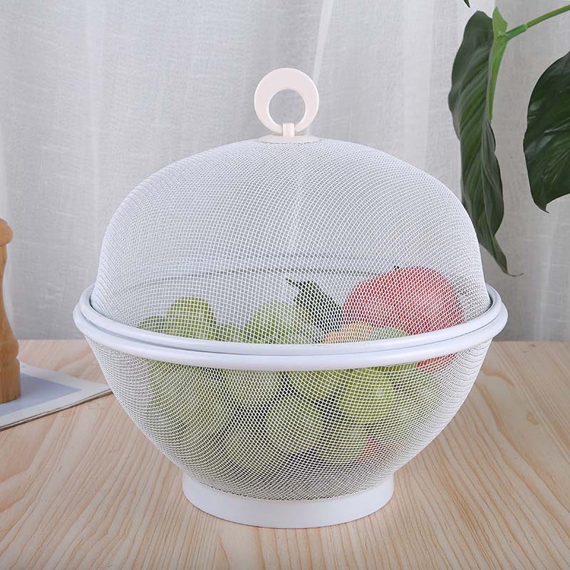 Fruits Bowl Basket Apple Shape Mesh with lid Tabletop Vegetable Holder Keep Unwanted Pets & Insects Out Kitchen Dishwashing Drain Basket