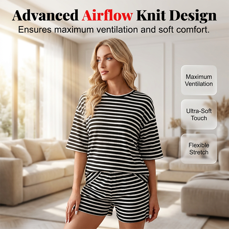 Women's Striped Knit Lounge Set