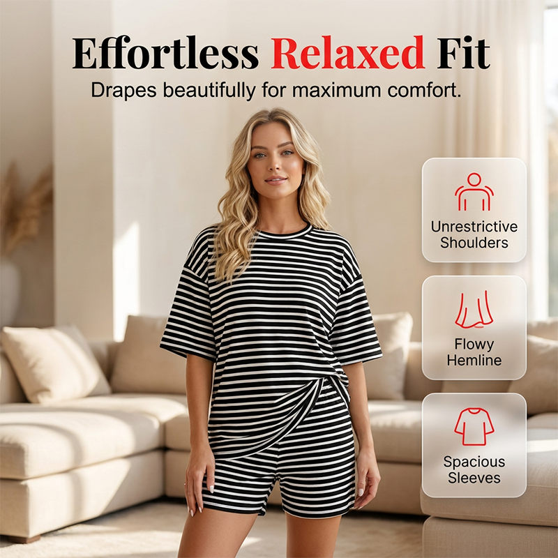 Women's Striped Knit Lounge Set
