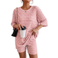 Women's Striped Knit Lounge Set