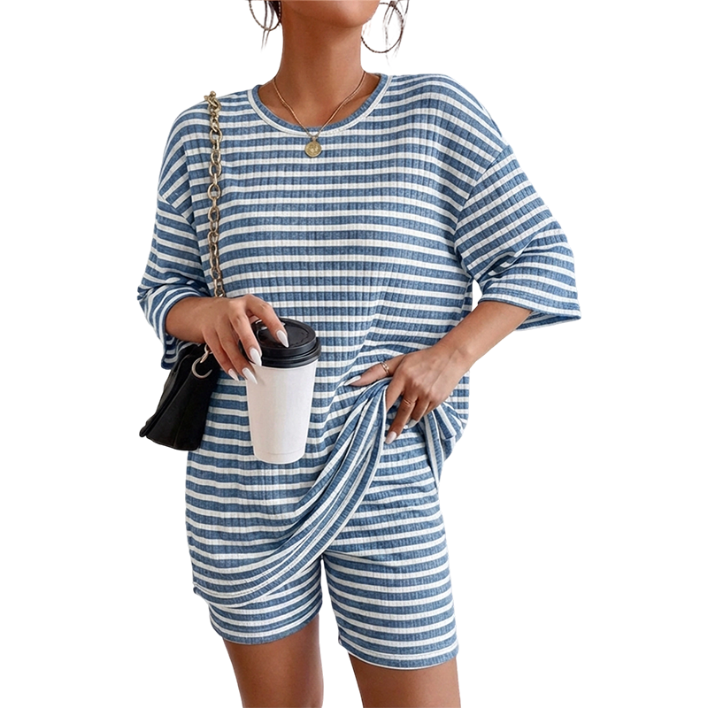 Women's Striped Knit Lounge Set