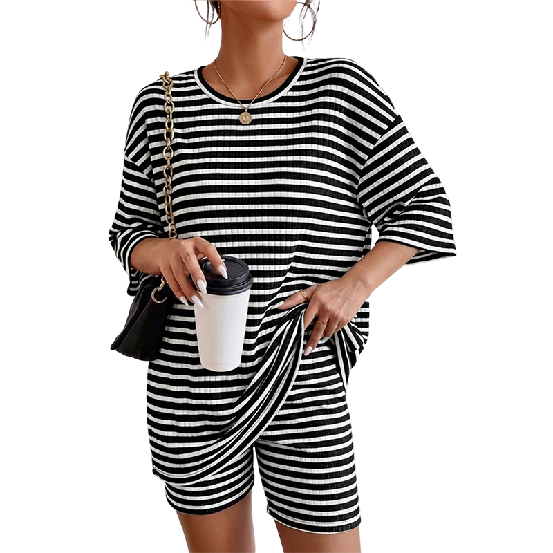 Women's Striped Knit Lounge Set