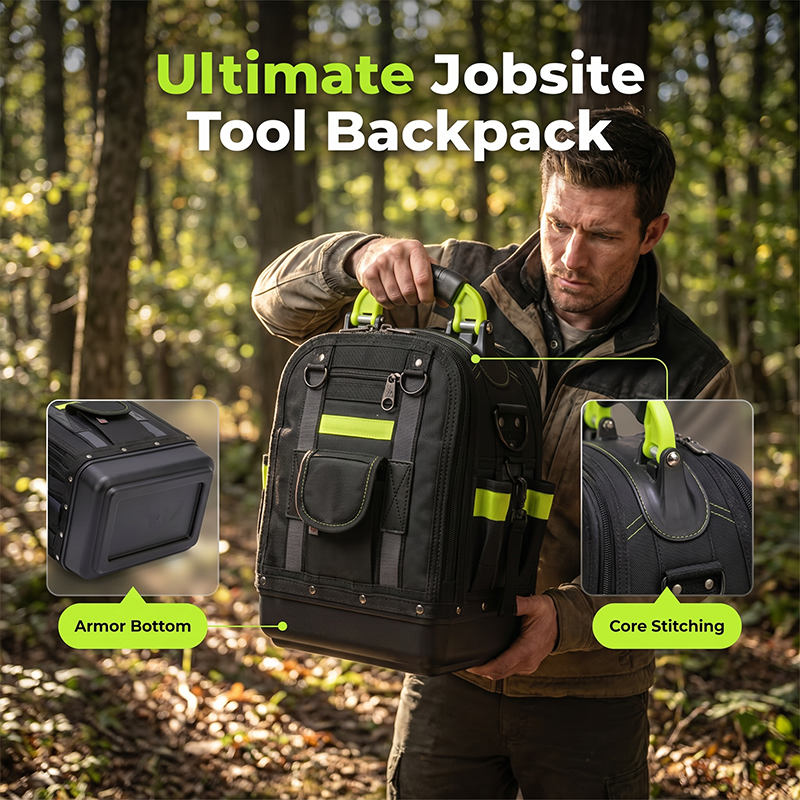 Heavy-Duty Multi-Compartment Tool Bag Backpack