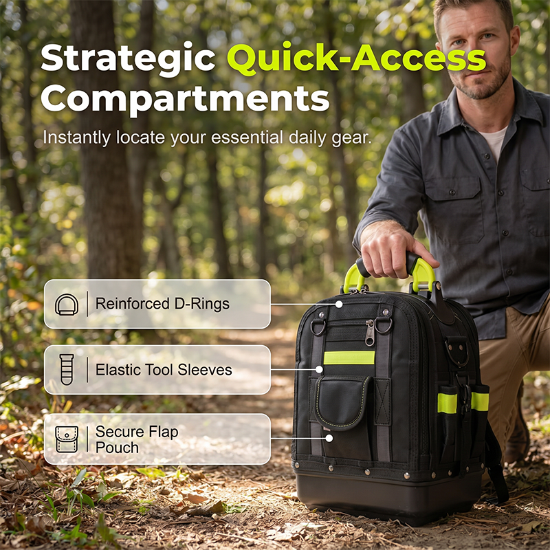Heavy-Duty Multi-Compartment Tool Bag Backpack