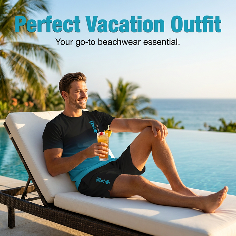 Men's 3D Gradient T-Shirt and Shorts Set Casual Summer 2-Piece Outfit
