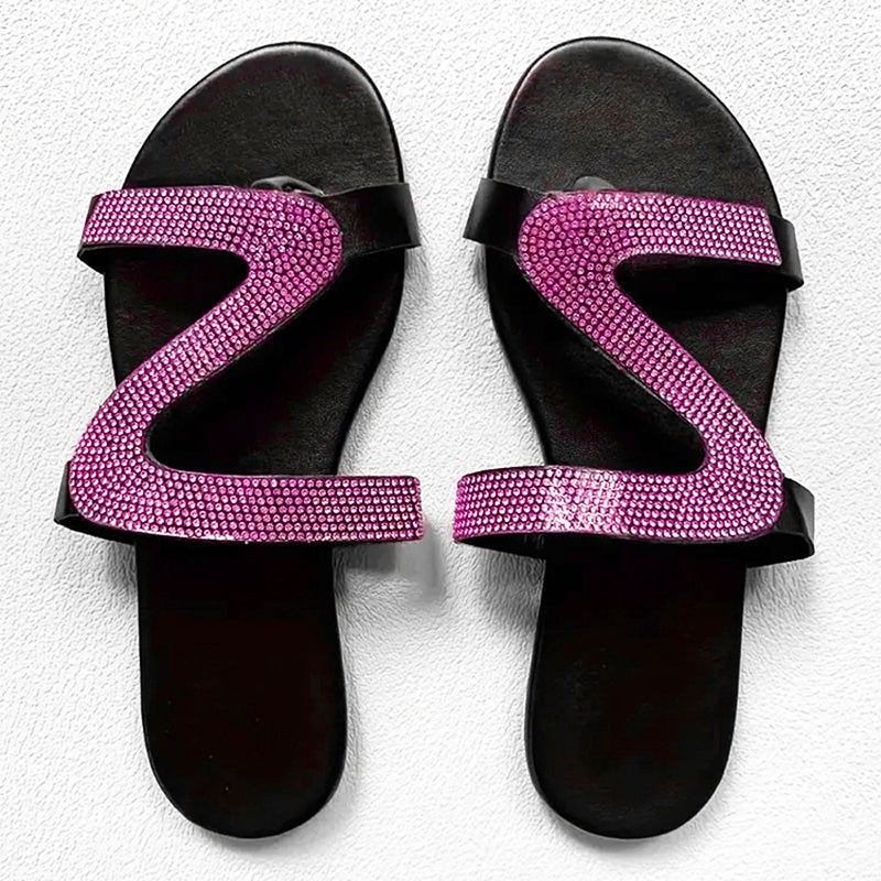 🔥👡 50% OFF! Rhinestone Slide Sandals – flat, cushioned, glamorous – perfect for beach, brunch & everyday chic. 💎💨
