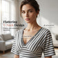 Women's Striped V-Neck Short Sleeve Crop Top