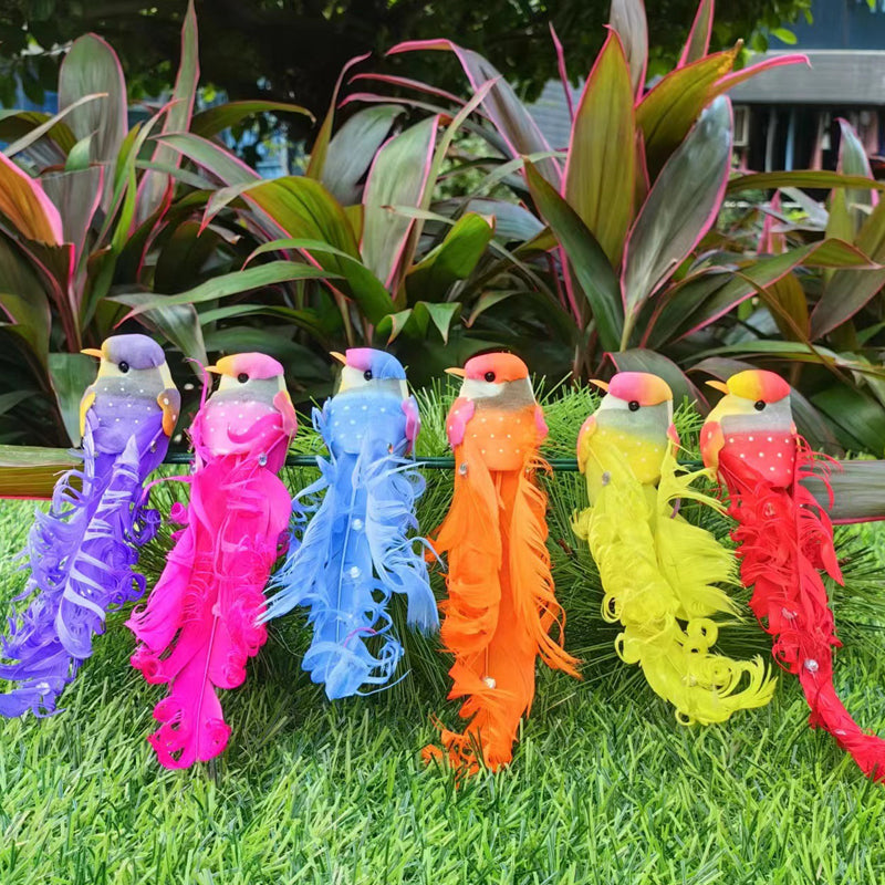 12 PCS Artificial Feathered Birds with Clips