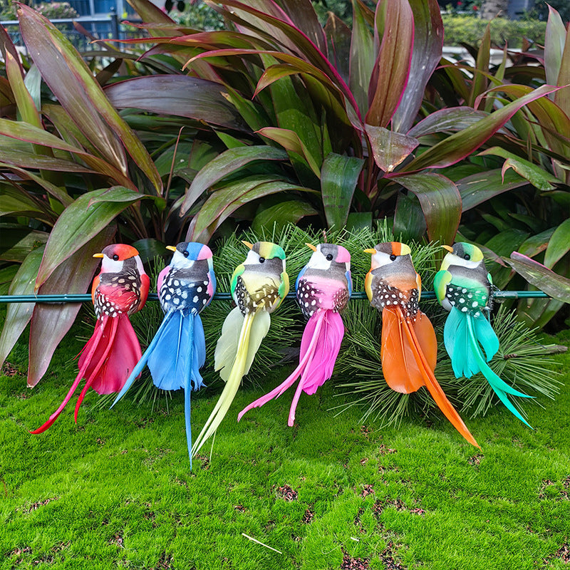 12 PCS Artificial Feathered Birds with Clips