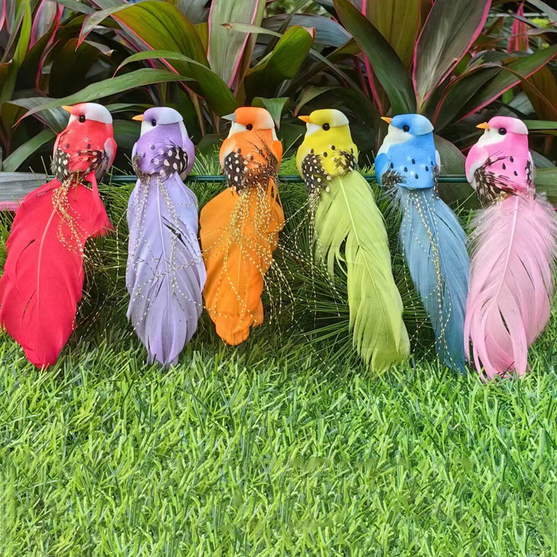 12 PCS Artificial Feathered Birds with Clips