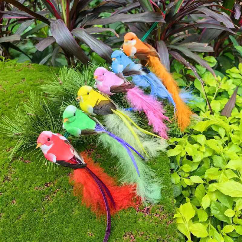 12 PCS Artificial Feathered Birds with Clips