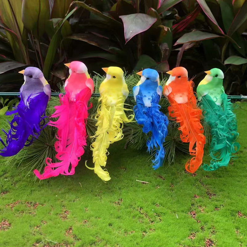 12 PCS Artificial Feathered Birds with Clips