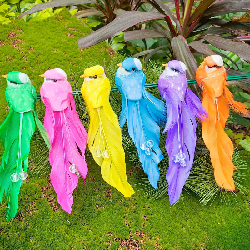 12 PCS Artificial Feathered Birds with Clips
