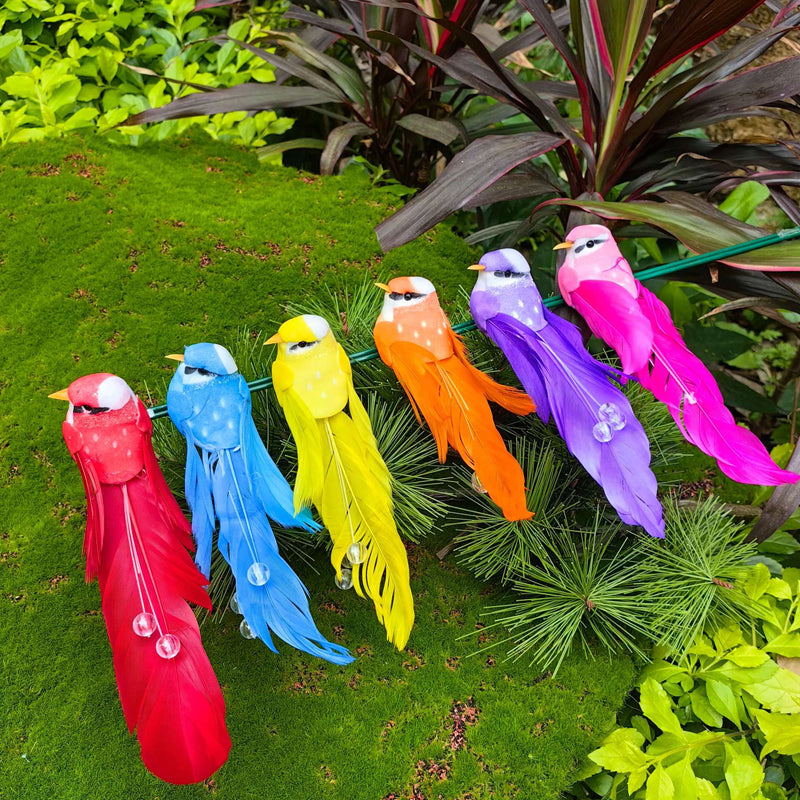 12 PCS Artificial Feathered Birds with Clips