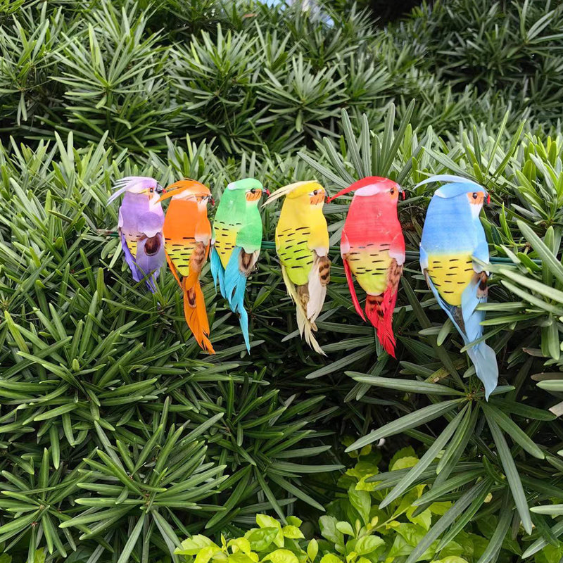 12 PCS Artificial Feathered Birds with Clips