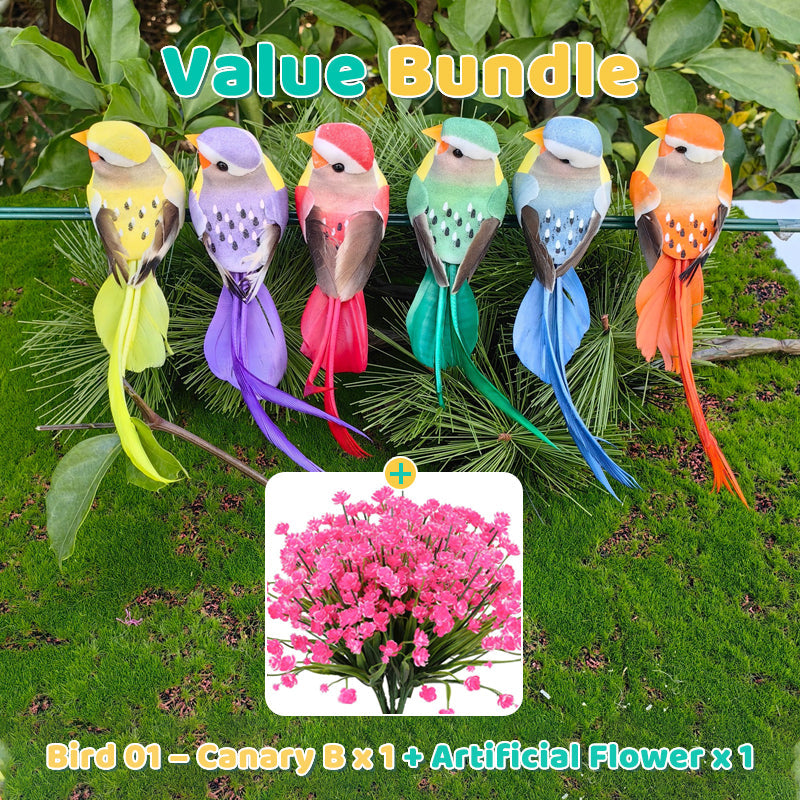 12 PCS Artificial Feathered Birds with Clips