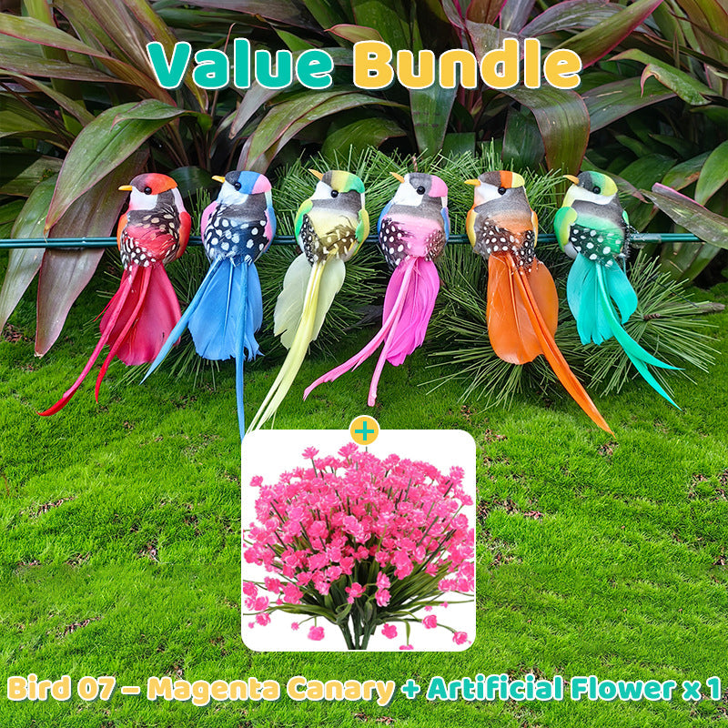12 PCS Artificial Feathered Birds with Clips