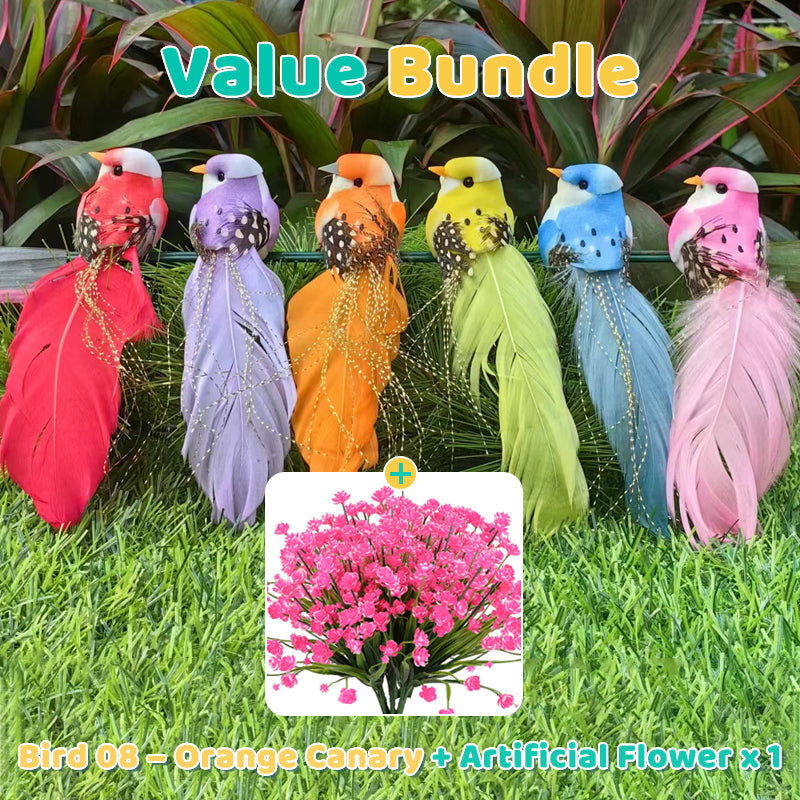 12 PCS Artificial Feathered Birds with Clips