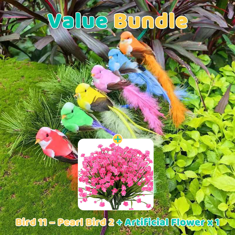 12 PCS Artificial Feathered Birds with Clips