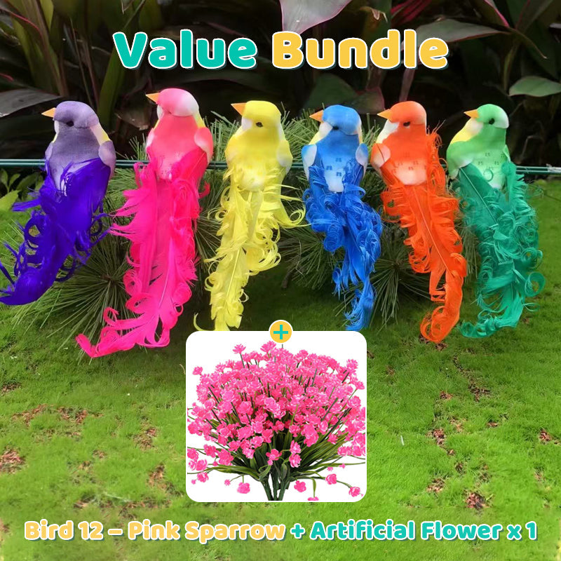12 PCS Artificial Feathered Birds with Clips