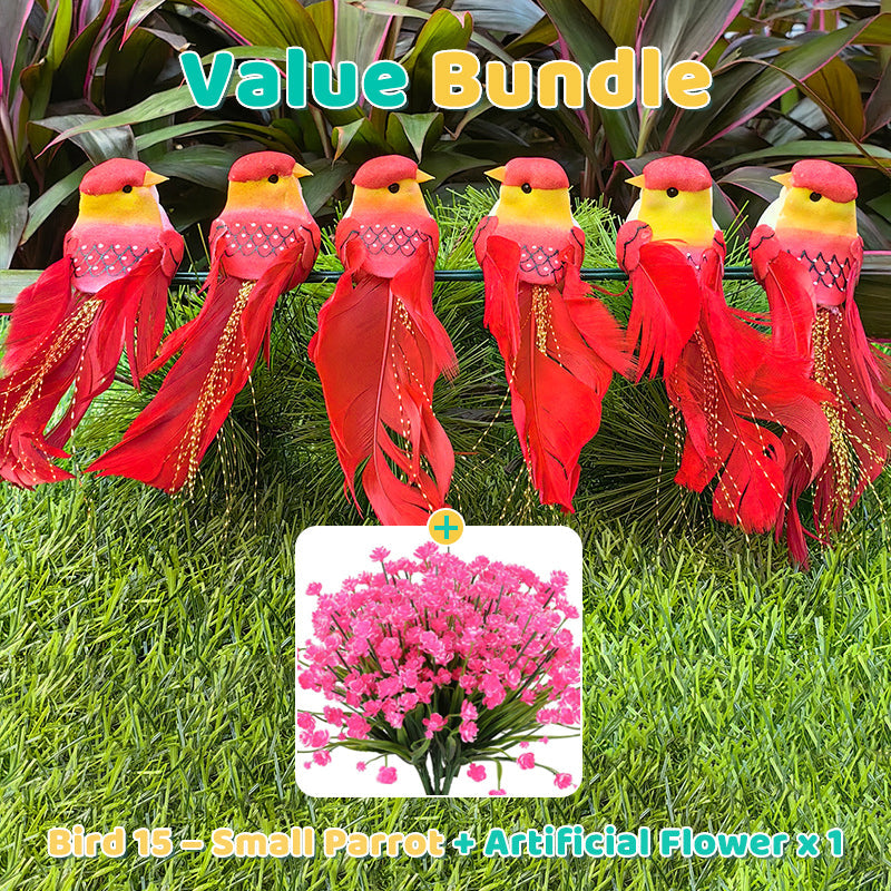 12 PCS Artificial Feathered Birds with Clips