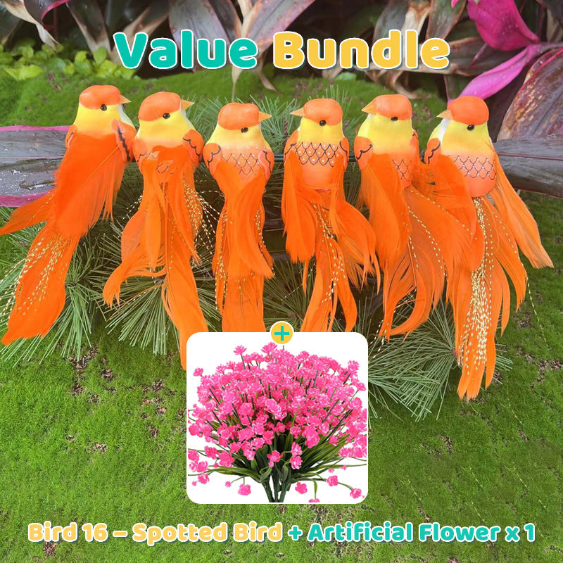 12 PCS Artificial Feathered Birds with Clips