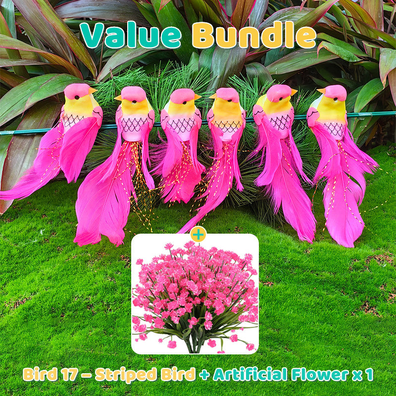12 PCS Artificial Feathered Birds with Clips