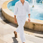 📢📢50% OFF !! ⏰Men's Linen Long Sleeve Shirt & Long Pants 2-Piece Set
