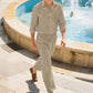 📢📢50% OFF !! ⏰Men's Linen Long Sleeve Shirt & Long Pants 2-Piece Set