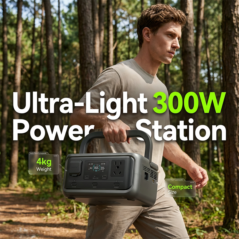 ⚡Portable Power Station, 256Wh LiFePO4 Battery, 300W (Max 600W) Solar Generator, <20 ms UPS, 100W USB-C Output, 3,000 Charge Cycles—For Camping, Outdoor Activities, Travel, Emergencies, Gamers, and Festivals