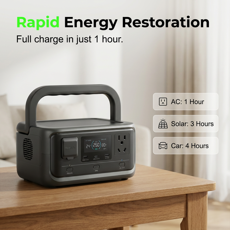 ⚡Portable Power Station, 256Wh LiFePO4 Battery, 300W (Max 600W) Solar Generator, <20 ms UPS, 100W USB-C Output, 3,000 Charge Cycles—For Camping, Outdoor Activities, Travel, Emergencies, Gamers, and Festivals