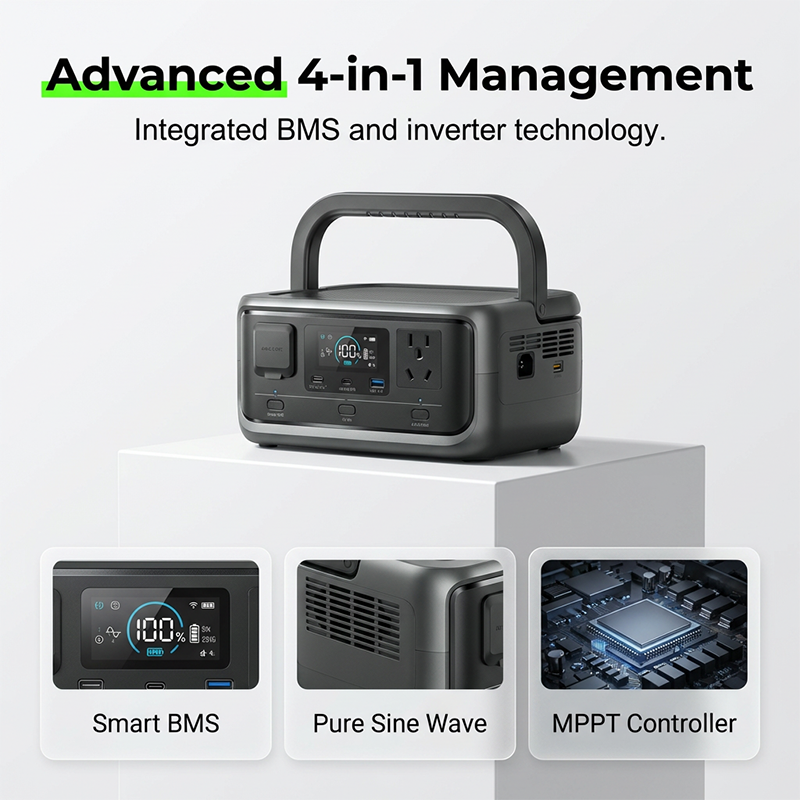 ⚡Portable Power Station, 256Wh LiFePO4 Battery, 300W (Max 600W) Solar Generator, <20 ms UPS, 100W USB-C Output, 3,000 Charge Cycles—For Camping, Outdoor Activities, Travel, Emergencies, Gamers, and Festivals