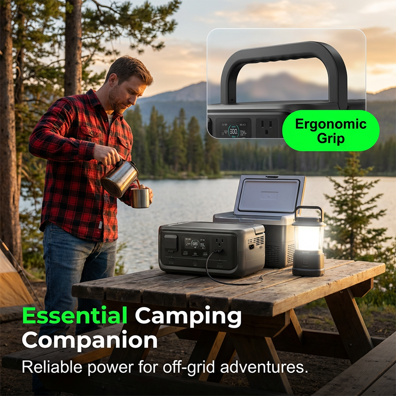 ⚡Portable Power Station, 256Wh LiFePO4 Battery, 300W (Max 600W) Solar Generator, <20 ms UPS, 100W USB-C Output, 3,000 Charge Cycles—For Camping, Outdoor Activities, Travel, Emergencies, Gamers, and Festivals