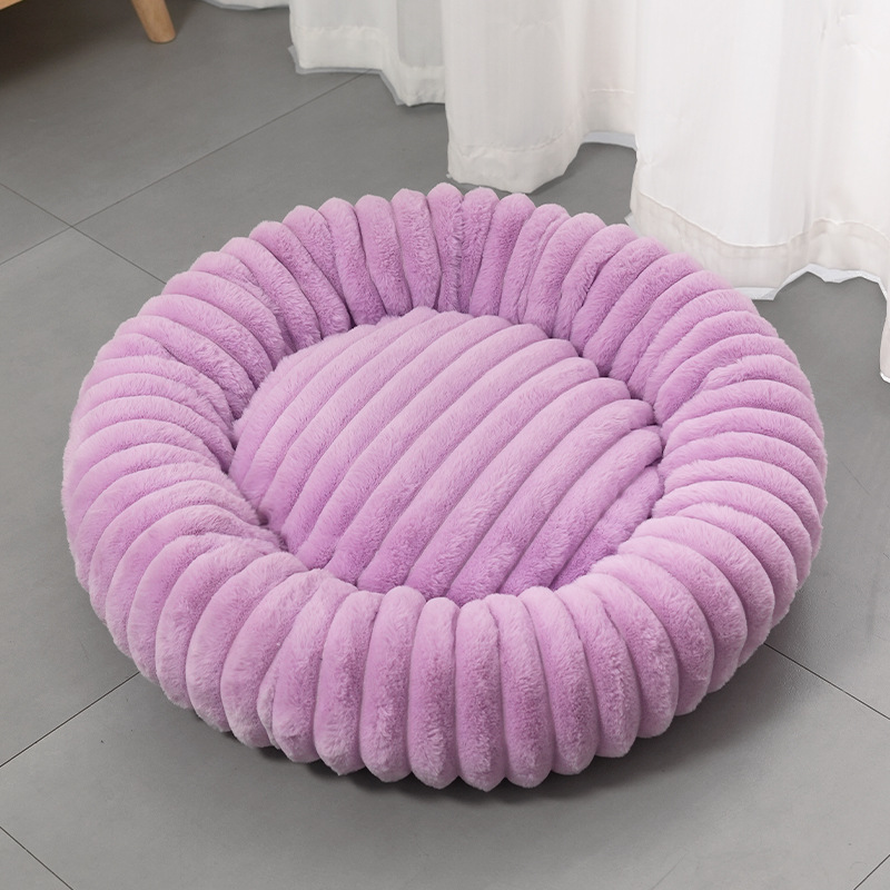 🐾 Cloud-Like Ultra Soft Plush Round Calming Pet Bed, Raised Rim Donut Cat Dog Bed, Joint Relief Warm Cozy Washable Pet Sleeping Cushion