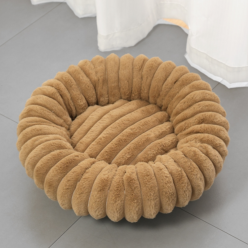 🐾 Cloud-Like Ultra Soft Plush Round Calming Pet Bed, Raised Rim Donut Cat Dog Bed, Joint Relief Warm Cozy Washable Pet Sleeping Cushion