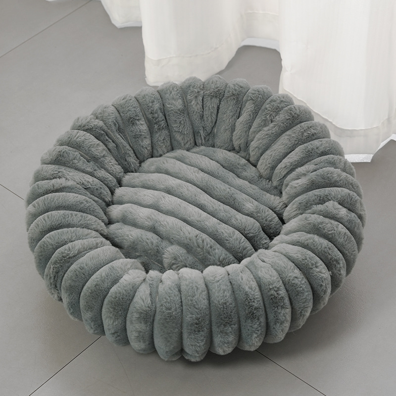🐾 Cloud-Like Ultra Soft Plush Round Calming Pet Bed, Raised Rim Donut Cat Dog Bed, Joint Relief Warm Cozy Washable Pet Sleeping Cushion