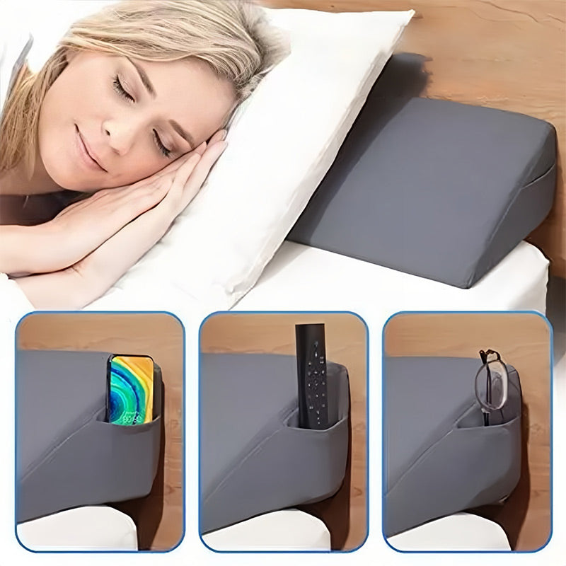 Bed Wedge Pillow for Headboard with Side Pockets