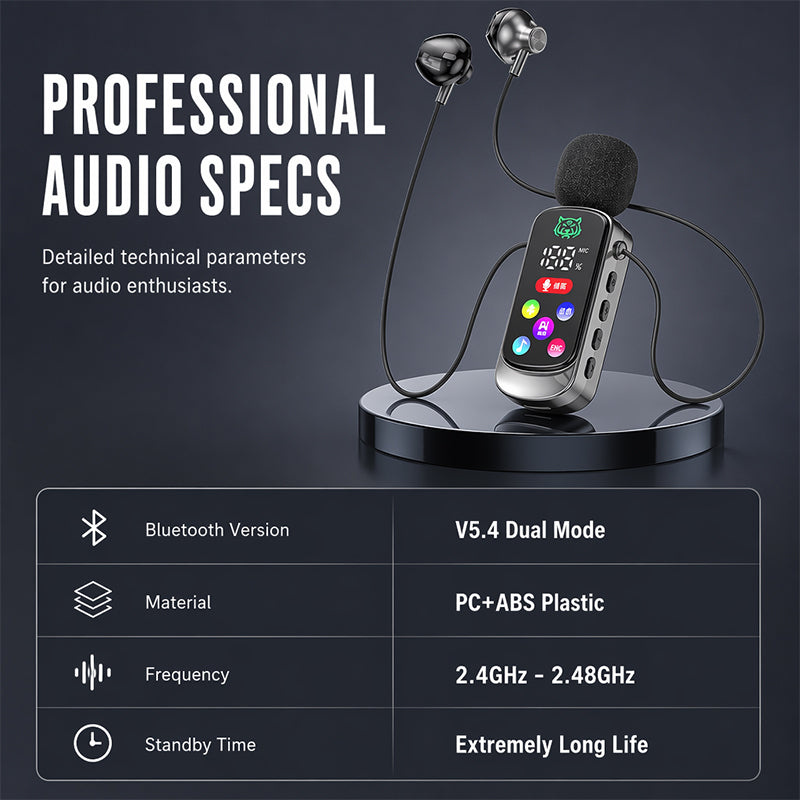 📢📢50% OFF !! ⏰Bluetooth Karaoke Headset with Secure Collar Spring Clip