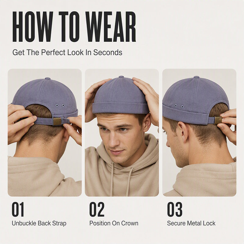 Unisex Adjustable Brimless Docker Hat 🧢 A Laid-Back Look That Fits Just Right ✨