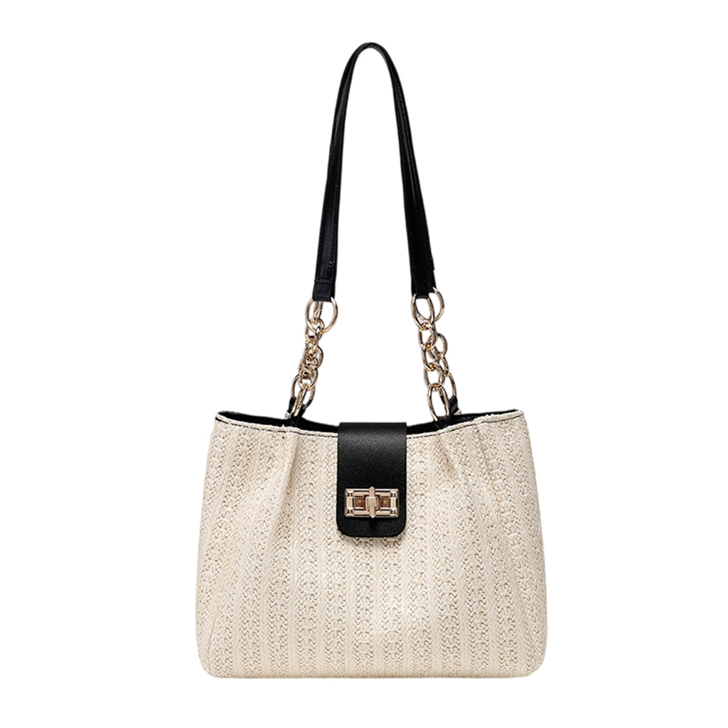🌿 From Office to Beach – Spacious Woven Straw Shoulder Bag. Fits Laptop, Lunch & More. 50% Off. UK Stock